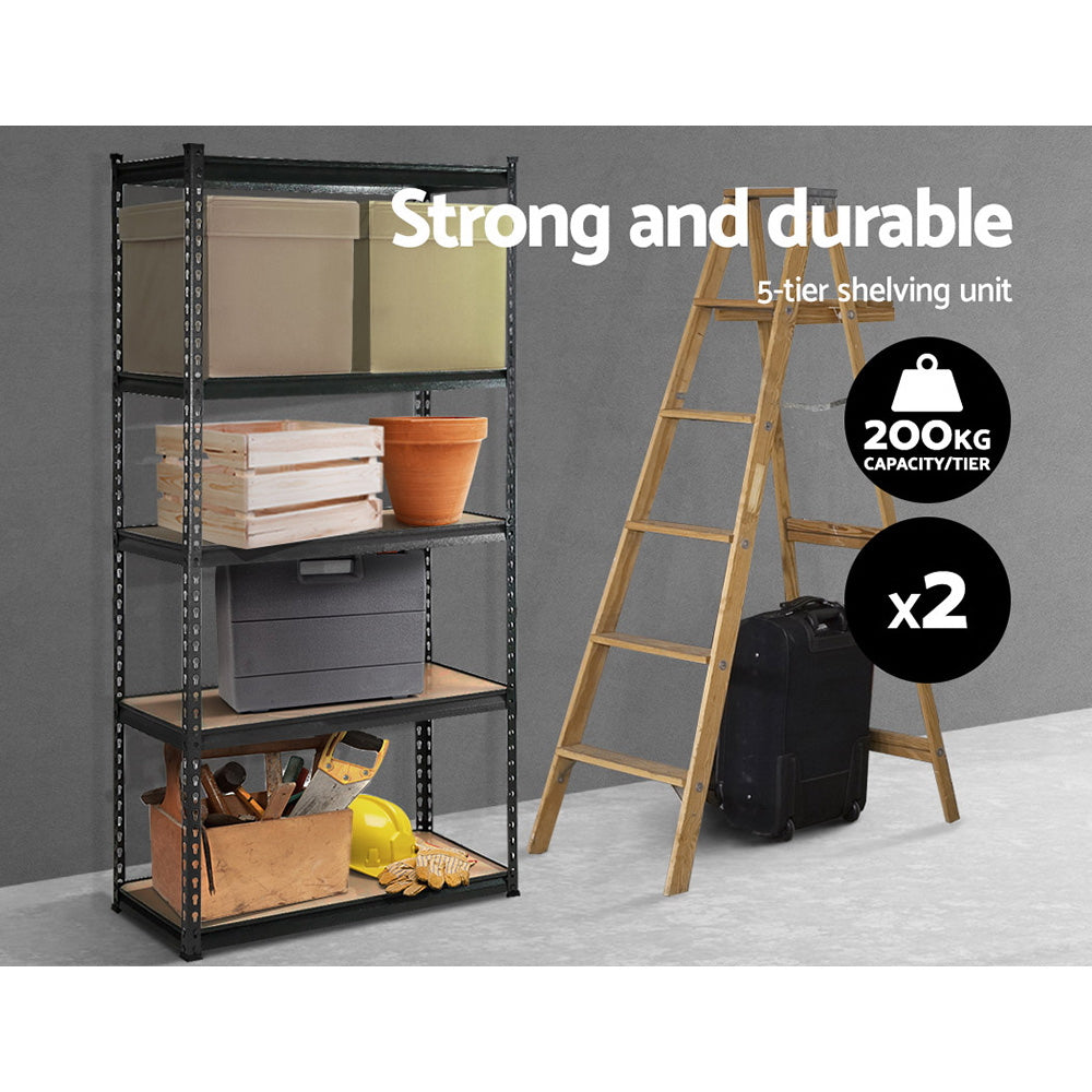 Steel Warehouse Shelving 2x1.8M 5-Shelves Garage Storage Rack Grey