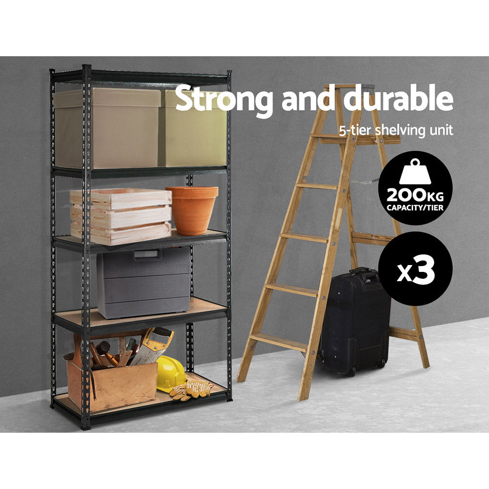 Steel Warehouse Shelving 3x1.8M 5-Shelves  Racking Garage Storage Grey