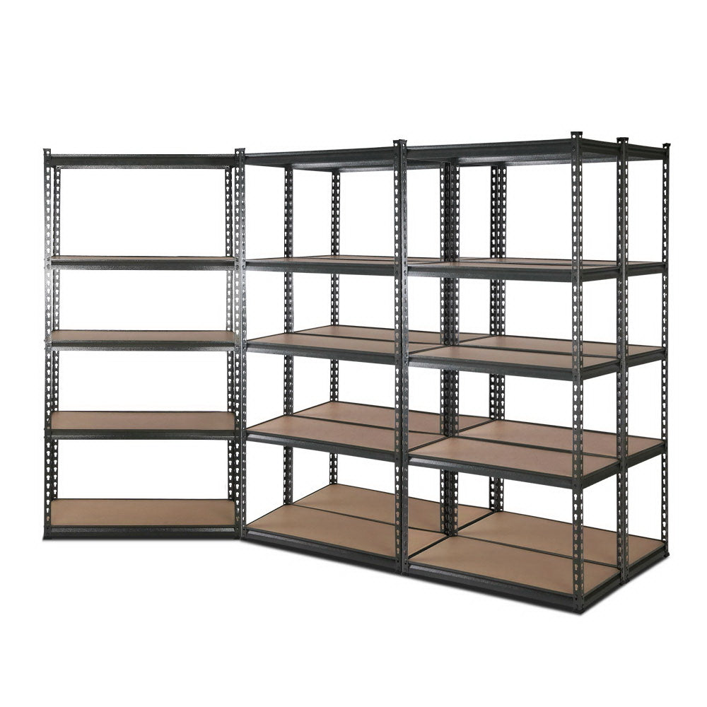 Steel Warehouse Shelving 5x1.8M 5-Shelves Racking Garage Storage Rack Grey